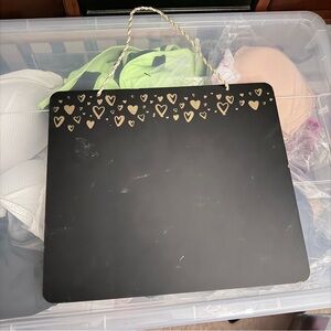 Black Chalkboard Sign with Gold Heart Border